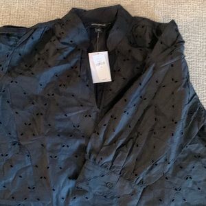 NWT Banana Republic Eyelet Blouse, black, size medium